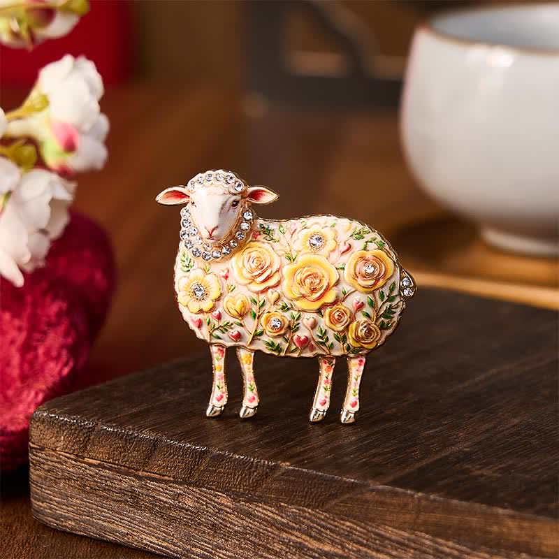 Buddha Stones Broche energético con relieve de carnero de cobre del Año de la Cabra y diseño floral. - image 11