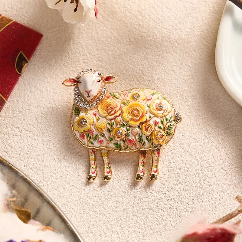 Buddha Stones Broche energético con relieve de carnero de cobre del Año de la Cabra y diseño floral. - image 10