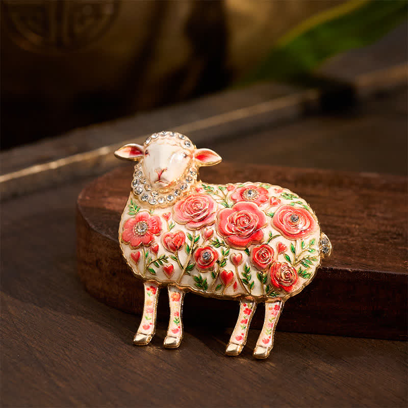 Buddha Stones Broche energético con relieve de carnero de cobre del Año de la Cabra y diseño floral. - image 3