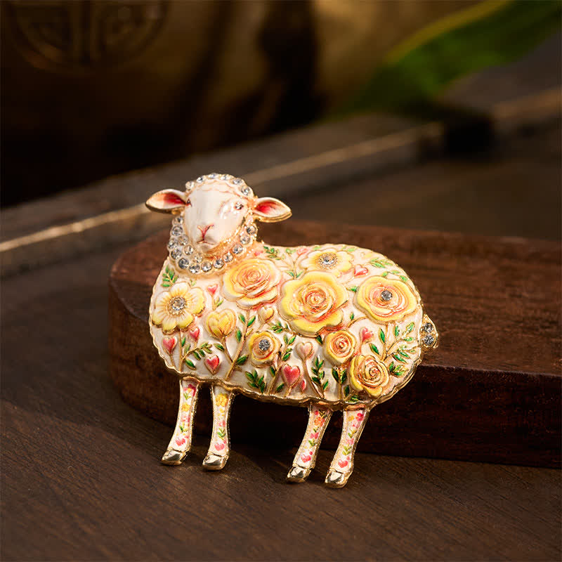 Buddha Stones Broche energético con relieve de carnero de cobre del Año de la Cabra y diseño floral. - image 12