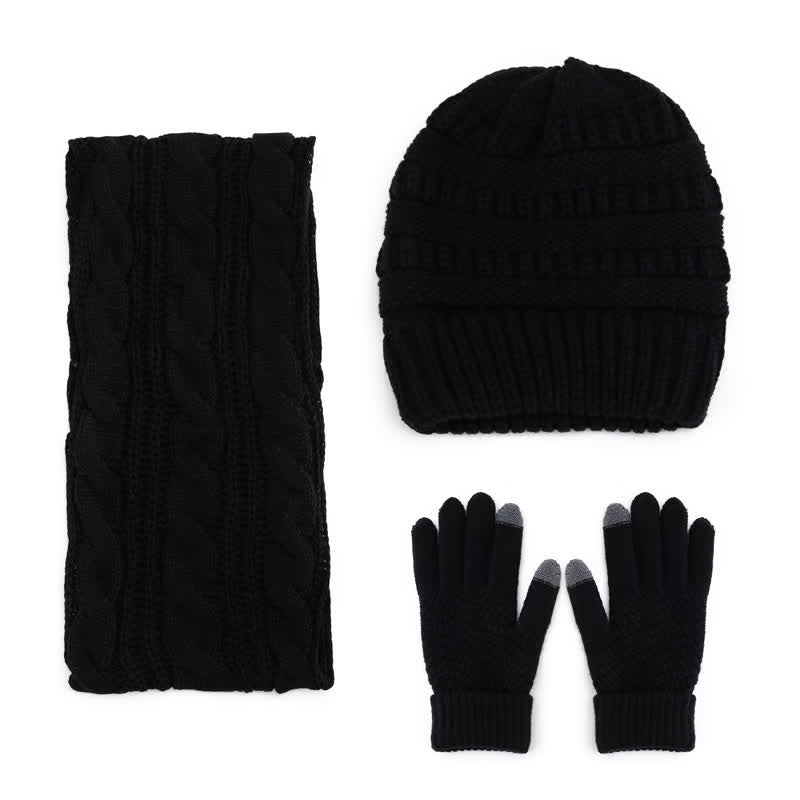 Buddha Stones Gorro, bufanda y guantes de punto trenzado para mujer, ideal para otoño e invierno. - image 4