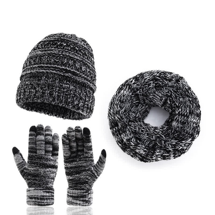 Buddha Stones Gorro, bufanda y guantes de punto trenzado para mujer, ideal para otoño e invierno. - Plata - image 9