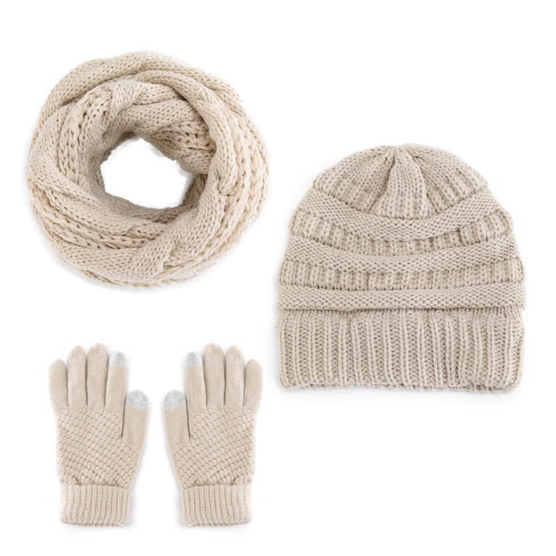Buddha Stones Gorro, bufanda y guantes de punto trenzado para mujer, ideal para otoño e invierno. - image 2