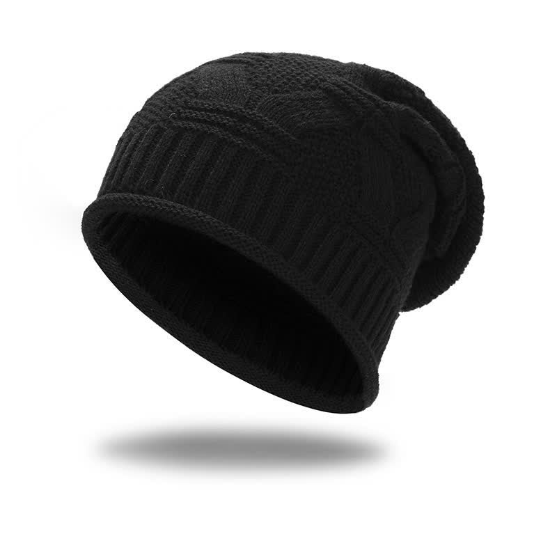 Buddha Stones Gorro de punto holgado de canalé suave para mujer, ideal para otoño e invierno. - Negro - image 0
