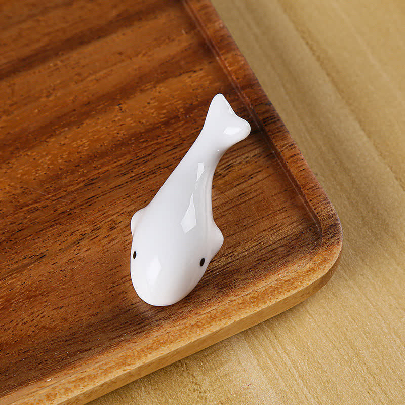 Buddha Stones Soporte de cerámica para palillos de mesa estilo japonés con forma de delfín - Blanco (aprox. 6 cm × 2,5 cm × 1,5 cm) - image 4