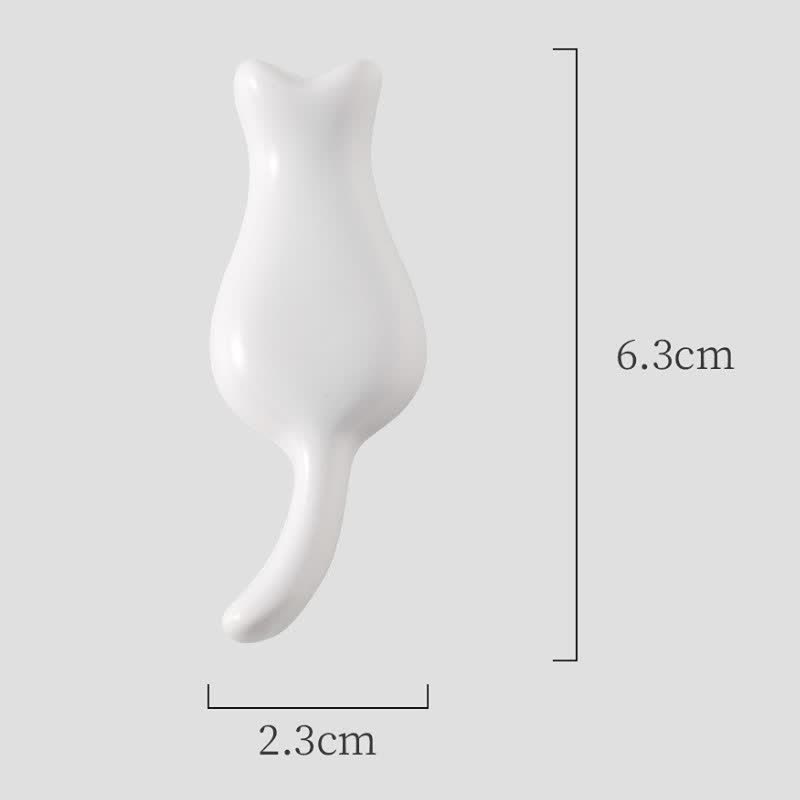 Buddha Stones Soporte para palillos de cerámica con forma de gato pintado a mano - Gato blanco (aprox. 6,3 cm × 2,3 cm × 0,9 cm) - image 4