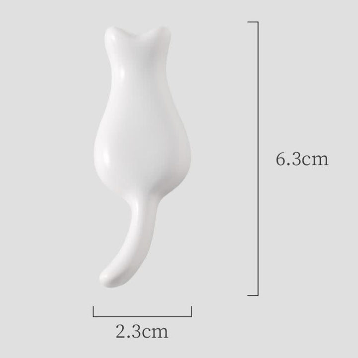 Buddha Stones Soporte para palillos de cerámica con forma de gato pintado a mano - Gato blanco (aprox. 6,3 cm × 2,3 cm × 0,9 cm) - image 4