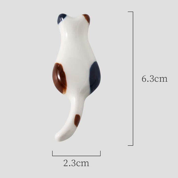 Buddha Stones Soporte para palillos de cerámica con forma de gato pintado a mano - Gato calico (aprox. 6,3 cm × 2,3 cm × 0,9 cm) - image 1