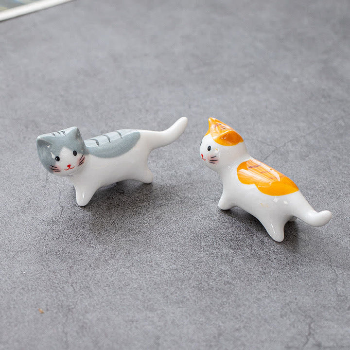 Buddha Stones Soporte de cerámica esmaltada con forma de gato para palillos de mesa - image 8