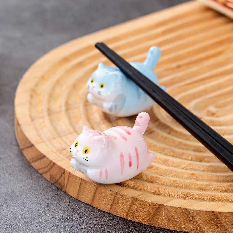 Buddha Stones Soporte para palillos de cerámica esmaltada con forma de gato de la suerte - image 12