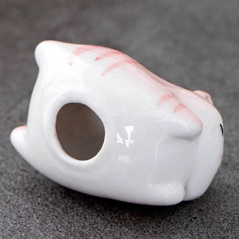 Buddha Stones Soporte para palillos de cerámica esmaltada con forma de gato de la suerte - image 5