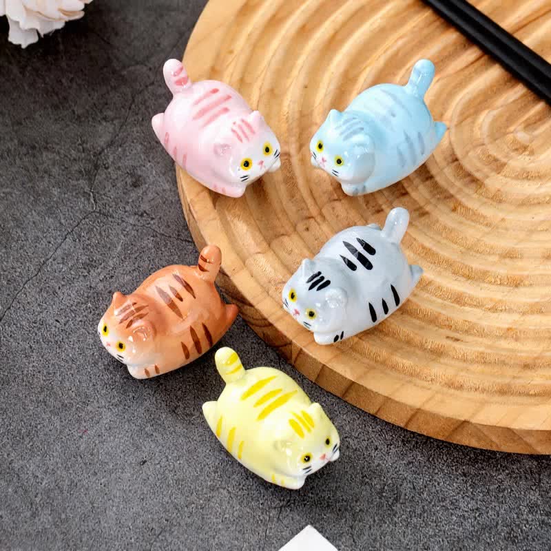Buddha Stones Soporte para palillos de cerámica esmaltada con forma de gato de la suerte - image 13