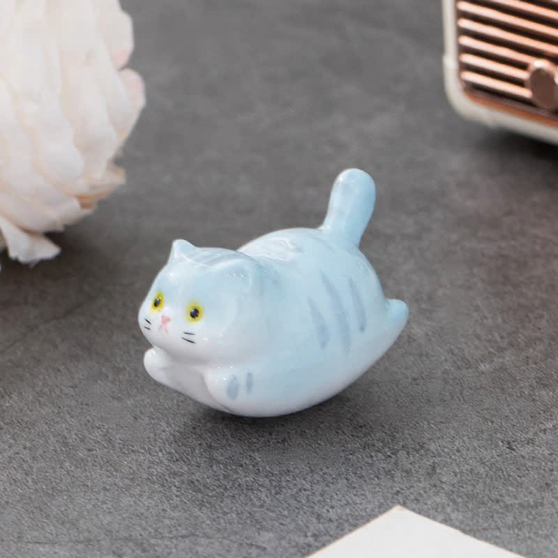 Buddha Stones Soporte para palillos de cerámica esmaltada con forma de gato de la suerte - Azul (aprox. 5,3 cm × 3,0 cm × 3,3 cm) - image 9