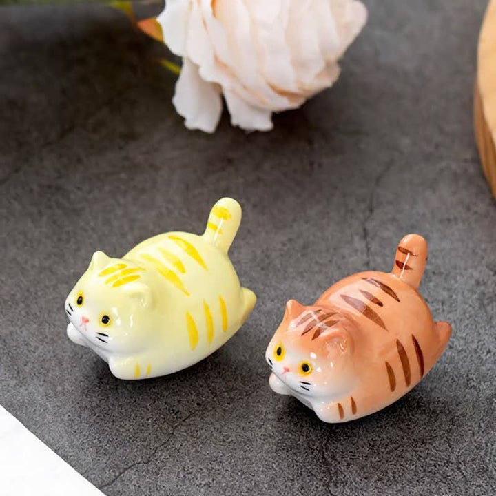 Buddha Stones Soporte para palillos de cerámica esmaltada con forma de gato de la suerte - image 10