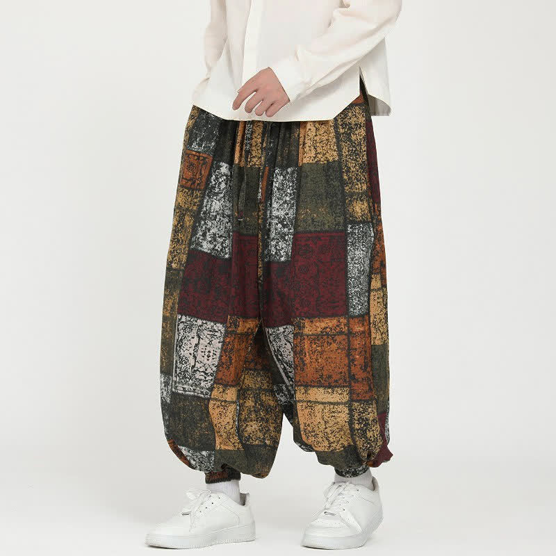 Buddha Stones Pantalones cortos geométricos con cordón ajustable, estilo boho casual para hombre, ideales para primavera y otoño. - Perú - US/UK/AU46, EU56 (5XL) - image 0