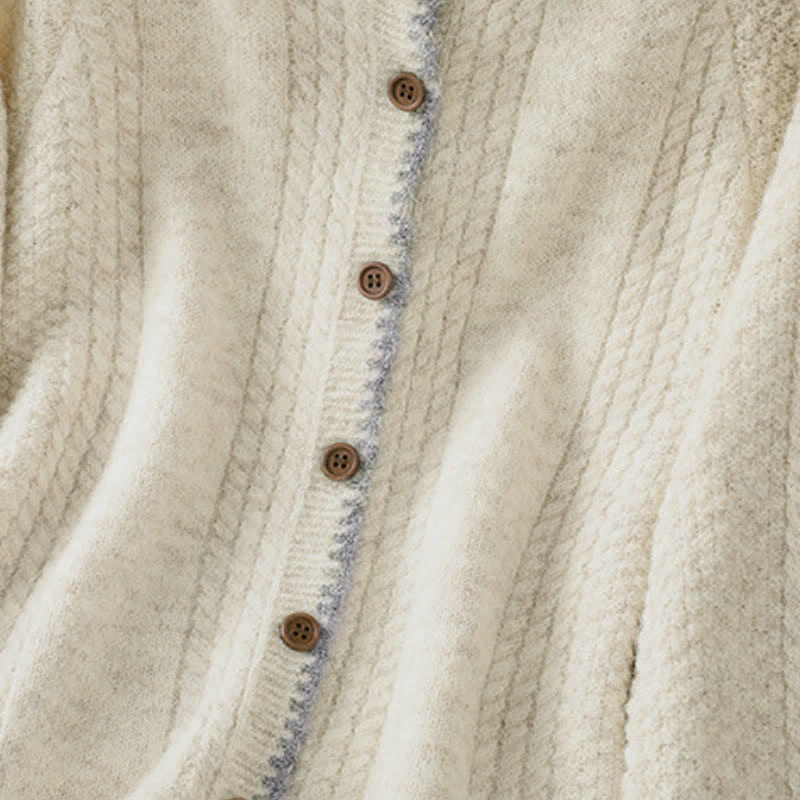 Buddha Stones Cárdigan de punto de algodón liso con botones, estilo vintage, para mujer, ideal para otoño e invierno. - image 12