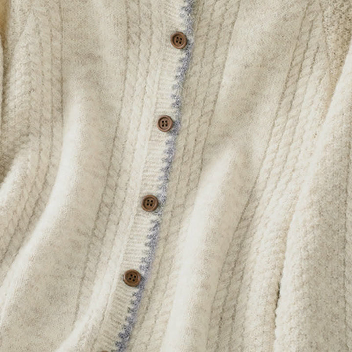 Buddha Stones Cárdigan de punto de algodón liso con botones, estilo vintage, para mujer, ideal para otoño e invierno. - image 12