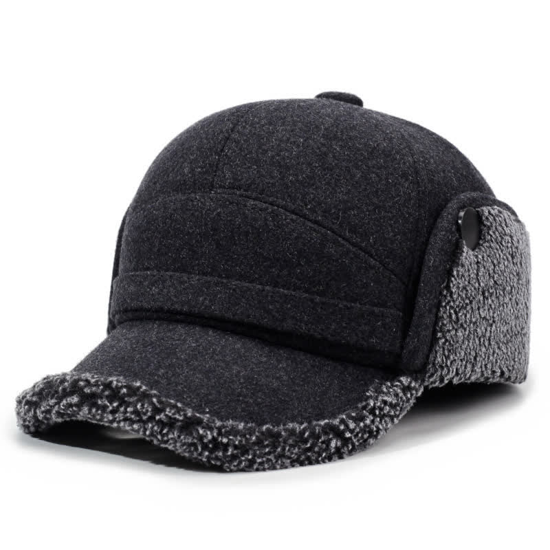 Buddha Stones Gorro de hombre estilo béisbol con orejeras y ribete de felpa de invierno - Gris - Circunferencia de la cabeza: aprox. 58 cm - image 0