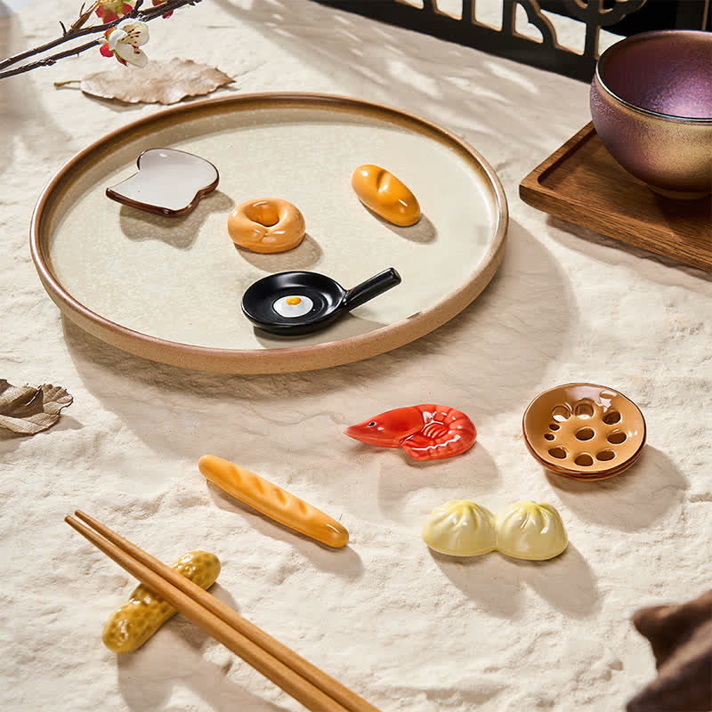 Buddha Stones Mini soporte para palillos de cerámica con forma de comida - image 1