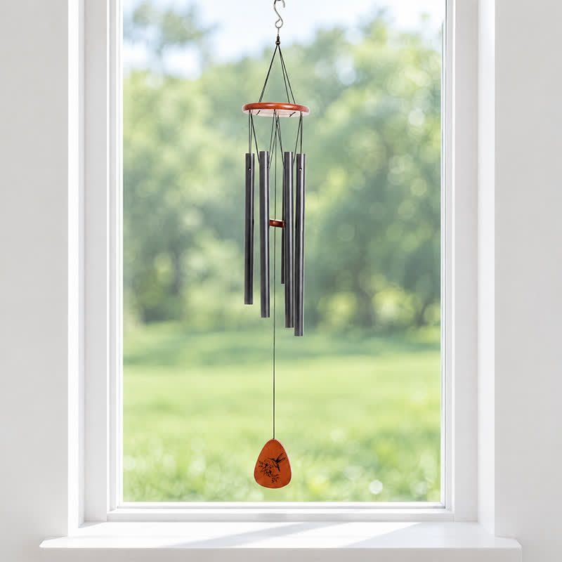Buddha Stones Campana de viento colgante de madera con tubos de aluminio de estilo rústico zen - image 1