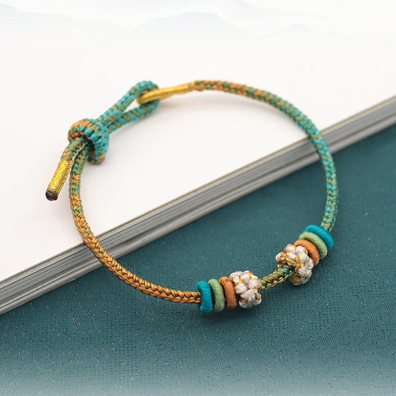 Pulsera trenzada de cuerda de la suerte con nudo de paz de ocho hilos hecha a mano con Buddha Stones - image 2