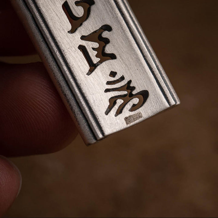 Colgante de plata de ley 999 con Buddha Stones Om Mani Padme Hum grabado Lotus Wisdom - image 10