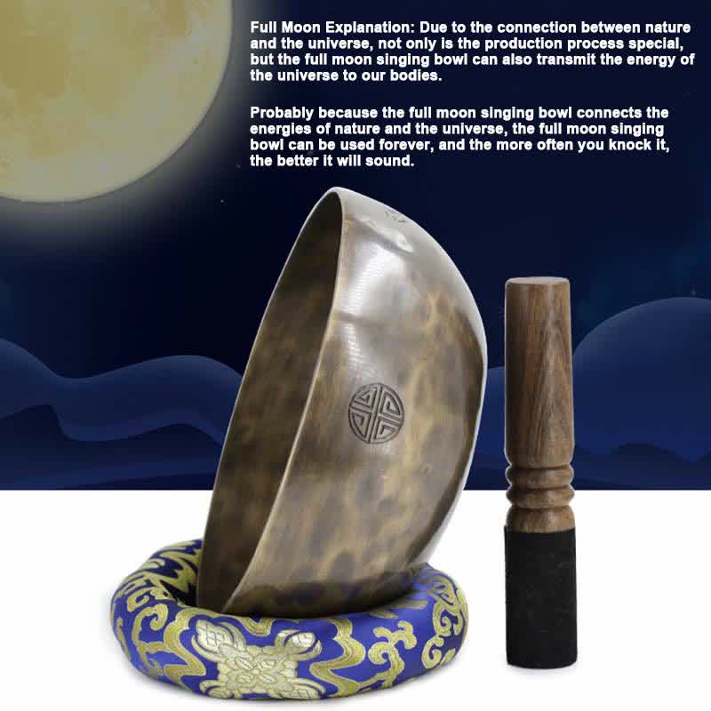 Cuenco tibetano de luna llena con arcoíris lunar, hecho a mano para sanación y meditación. Juego de cuencos de sonido de energía positiva. - image 4