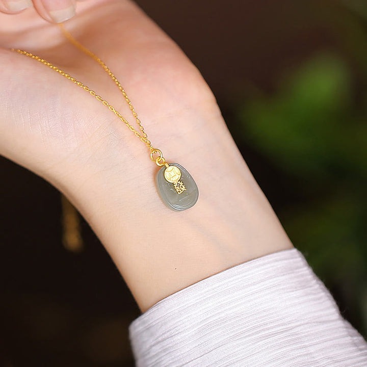 Collar con colgante de mariposa de Buda sonriente de la suerte, Jade cian Natural de Plata de Ley 925 - Lingote de jade - image 27