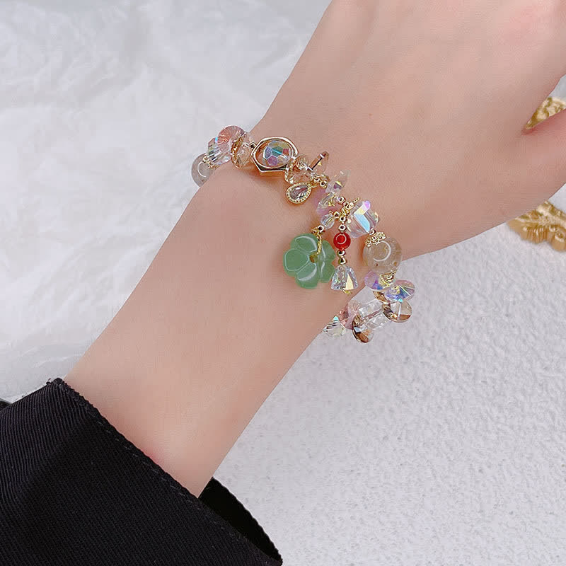 Pulsera de la suerte con cuentas de flores de aventurina verde, Buddha Stones