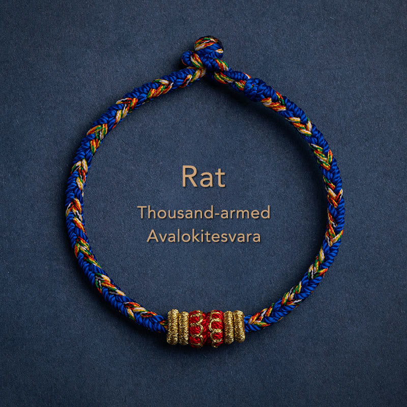 Pulsera de cuerda trenzada de fuerza de la suerte del Buda Natal del zodíaco chino hecha a mano del Tíbet con Buddha Stones