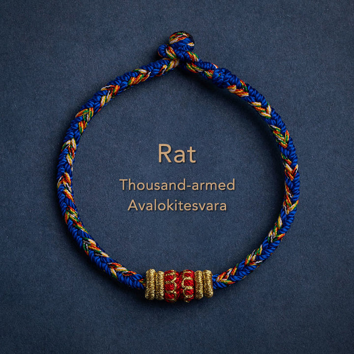 Pulsera de cuerda trenzada de fuerza de la suerte del Buda Natal del zodíaco chino hecha a mano del Tíbet con Buddha Stones