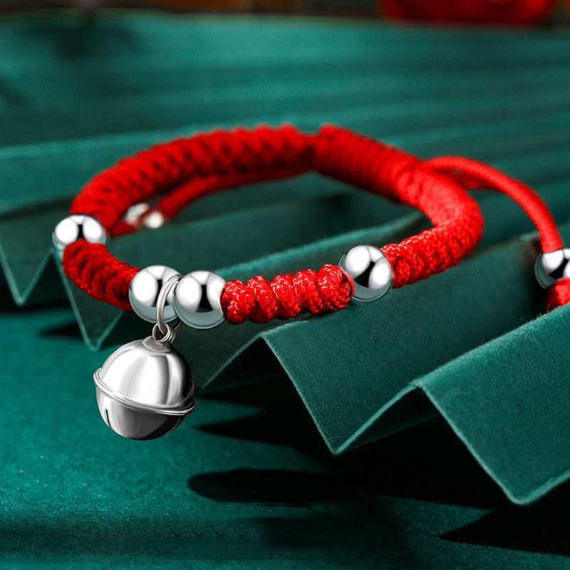 Buddha Stones Plata de ley 925 Hecha a mano Personaje Fu Bolsa de dinero de la suerte Candado chino Campana Loto Moneda de cobre Nudo King Kong Pulsera trenzada para niños