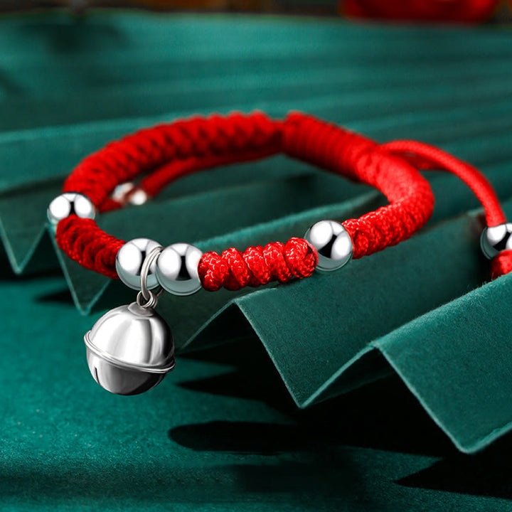 Buddha Stones Plata de ley 925 Hecha a mano Personaje Fu Bolsa de dinero de la suerte Candado chino Campana Loto Moneda de cobre Nudo King Kong Pulsera trenzada para niños
