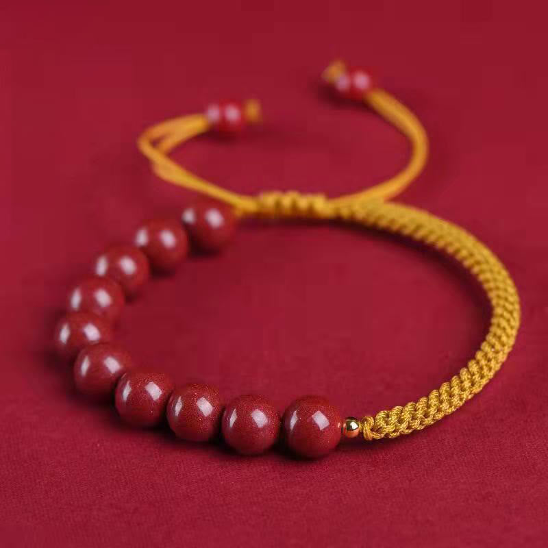 Pulsera de hilo de bendición con nudo King Kong de cinabrio natural con Buddha Stones