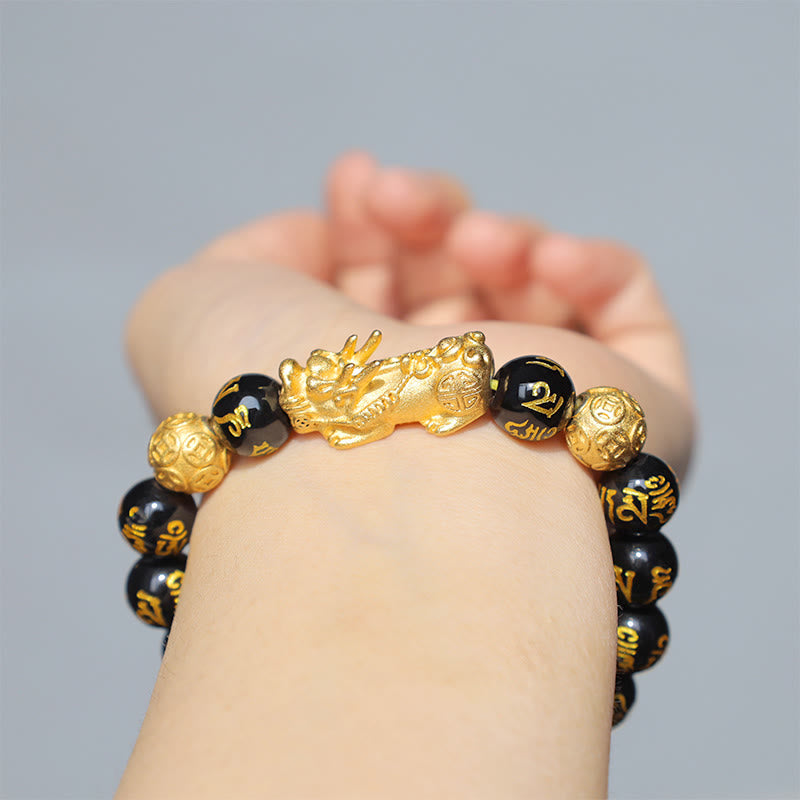Pulsera de obsidiana para atraer riqueza Feng Shui PiXiu