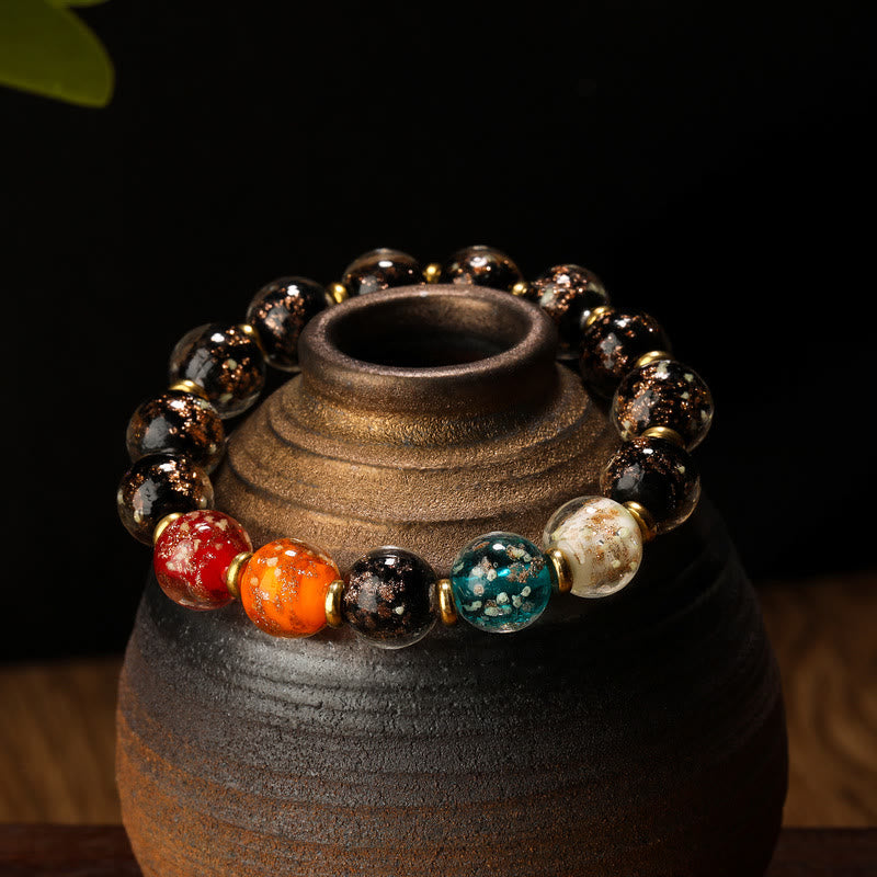 Pulsera fluorescente de la suerte con cuentas de cristal Liuli luminosas de Buddha Stones