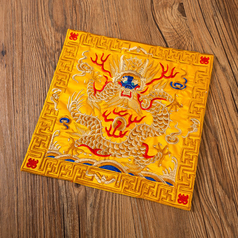 Alfombrilla para taza bordada con Buddha Stones , dragón Fénix, Kirin, posavasos para taza de té, tapete para té Kung Fu