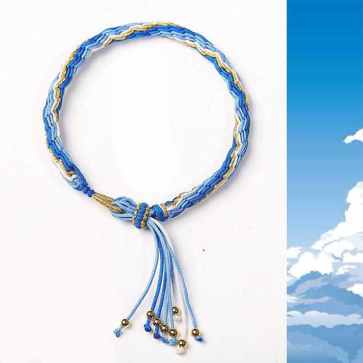 Pulsera trenzada de protección de cuerda de suerte con nudo de reencarnación
