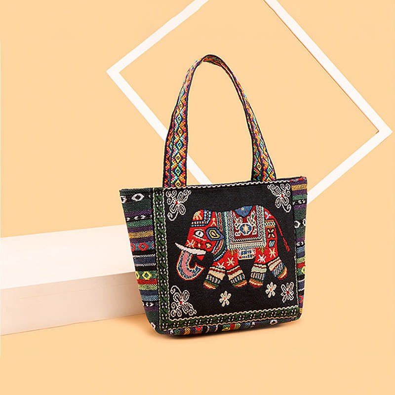 Bolso bandolera de lona de gran capacidad con bordado de mariposa y elefante - image 16