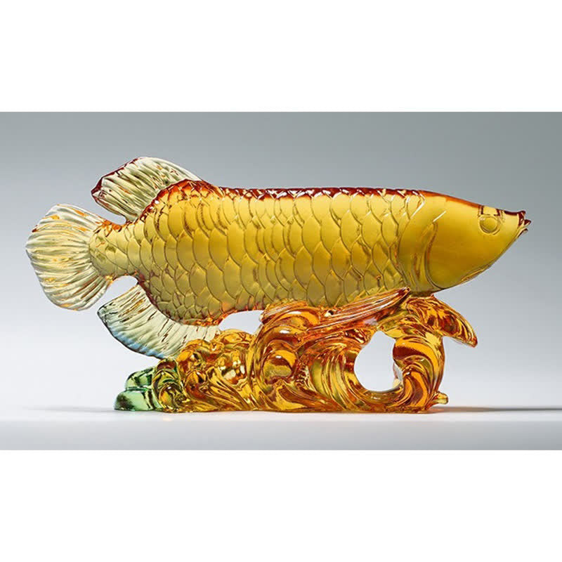 Pieza de arte hecha a mano de Liuli Crystal Koi Fish, decoración para el hogar y la Oficina