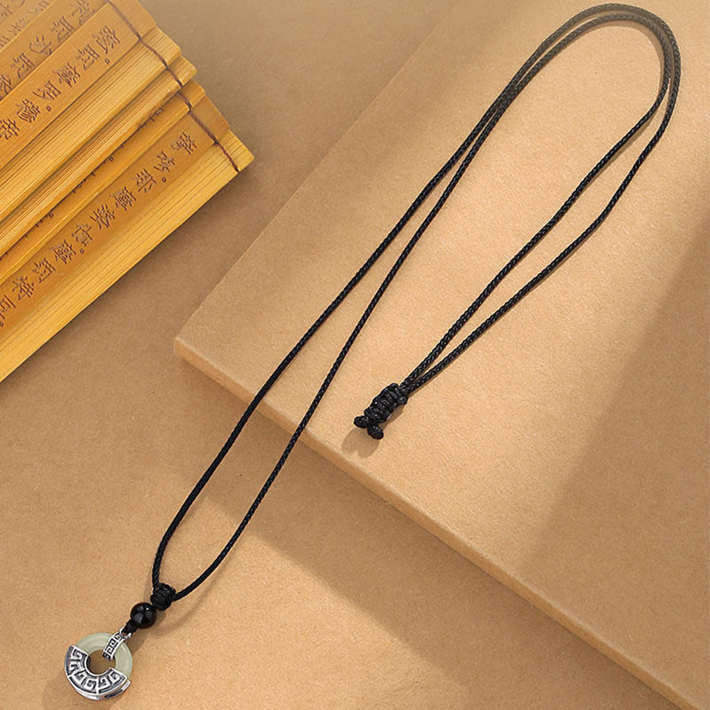 Colgante de collar de prosperidad con hebilla de paz de jade hetiano natural de plata de ley 925 con Buddha Stones - image 4