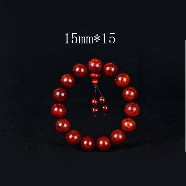 Pulsera de equilibrio de sándalo rojo con hoja pequeña tibetana de Buddha Stones