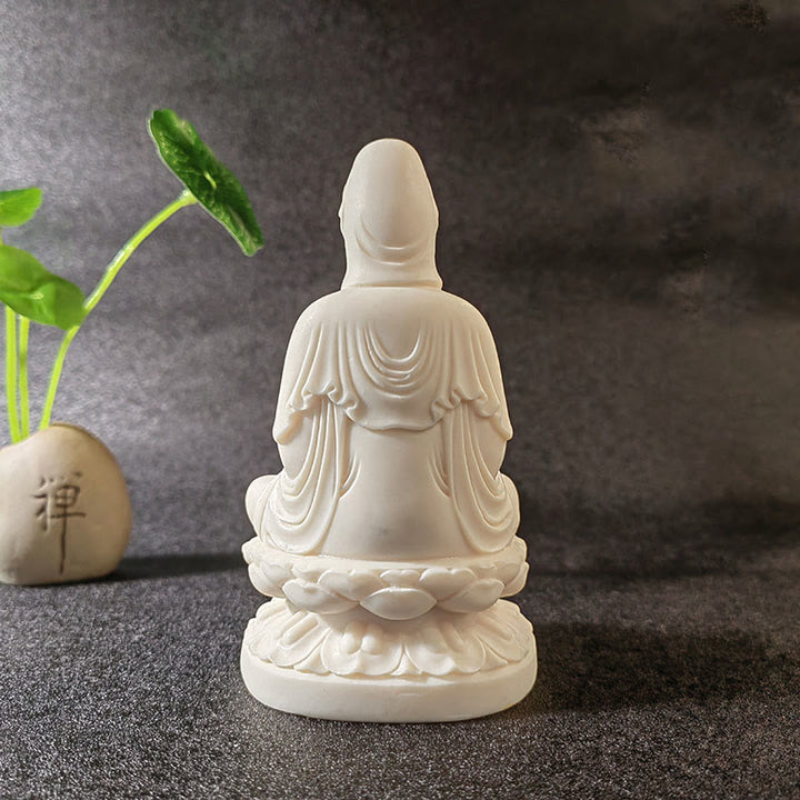 Buddha Stones Mini fruta de marfil Tathagata Buda Lotus Kwan Yin Avalokitesvara Manjusri Samantabhadra Serenity decoración de escritorio