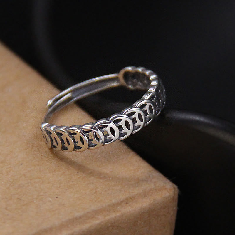 Anillo ajustable de la suerte con diseño de moneda de cobre vintage