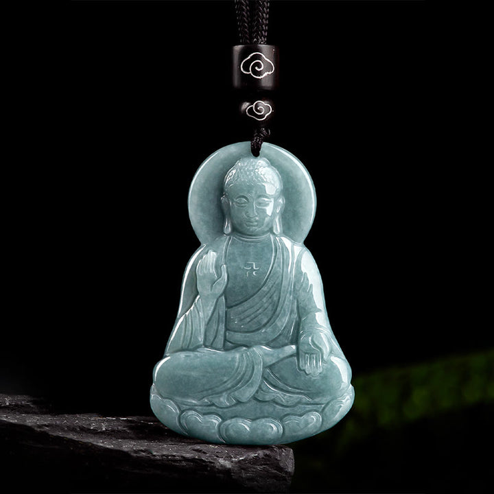 Buddha Stones Amitabha Buda Natural Jade Lotus Amuleto Compasión Cadena Collar Colgante - image 7
