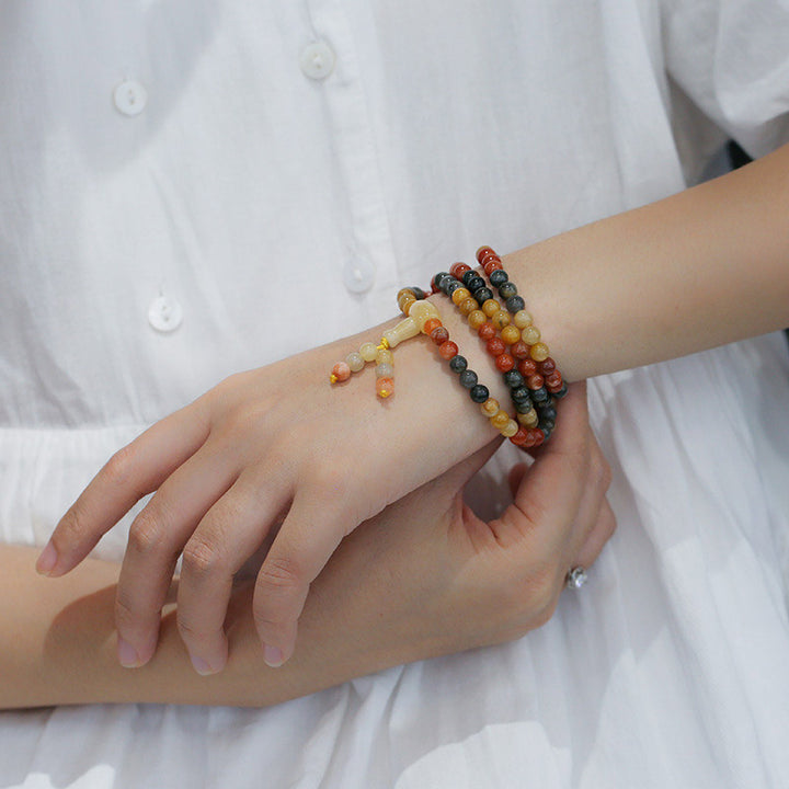 Pulsera de protección Mala de ágata roja natural de 108 cuentas