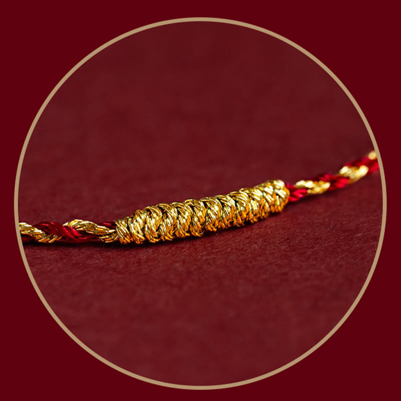 Pulsera de la suerte trenzada con nudo King Kong, hecha a mano, chapada en oro de 14 quilates con Buddha Stones
