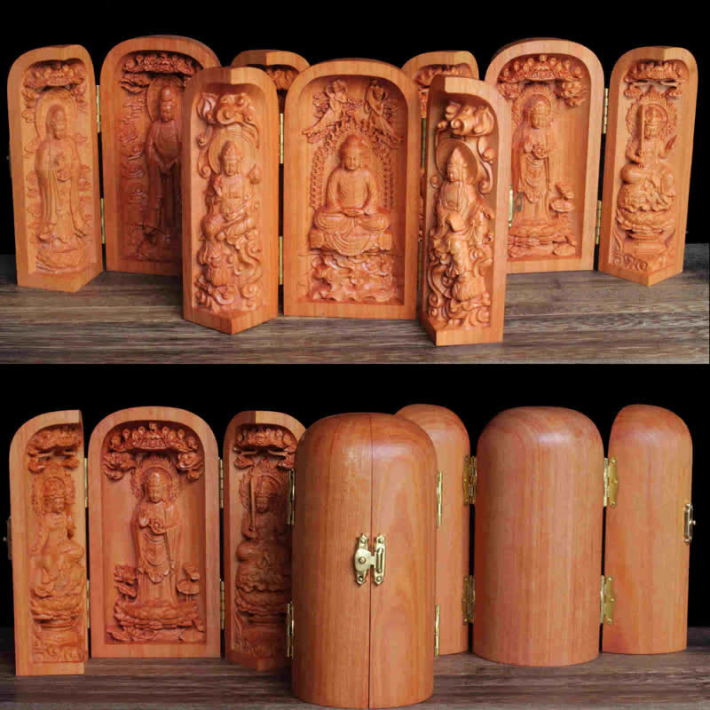Avalokitesvara Kwan Yin Buda Cerezo Madera Compasión Decoración del Hogar Altar
