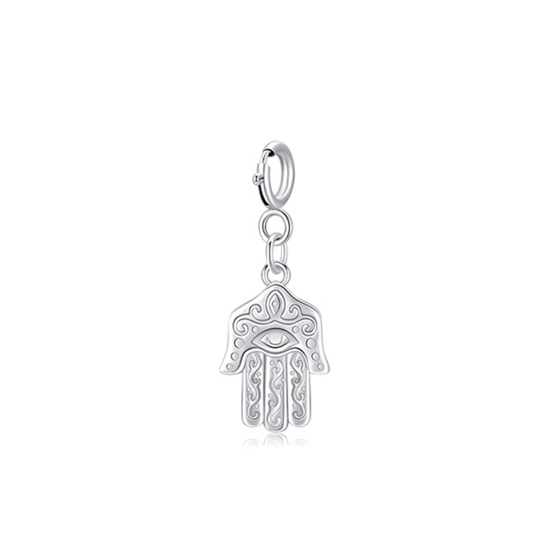 Colgante de plata de ley 925 con símbolo de Hamsa de mal de ojo, cadena de suerte y prosperidad - HAMSA Plata (Solo colgante) - image 7