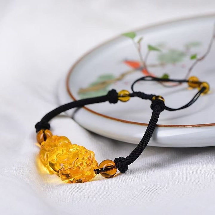 Pulsera de riqueza de monedas de obsidiana natural, amatista, citrino, PiXiu Cooper, Buddha Stones